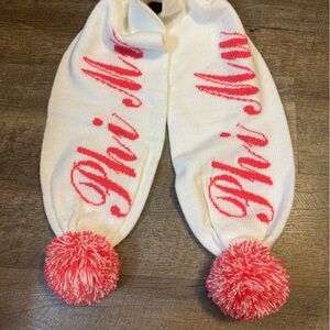 Phi Mu Women’s Fraternity Embroidered Pink / White Scarf